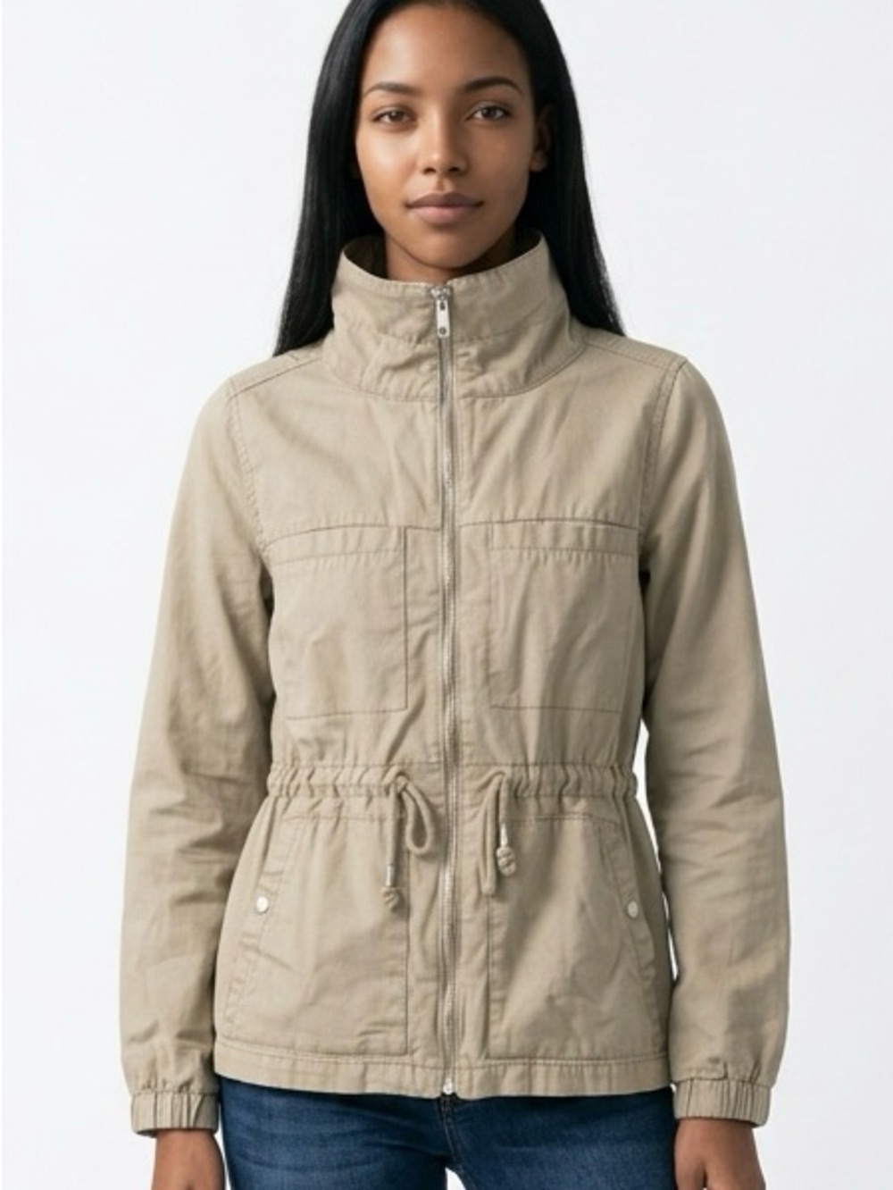 OLD NAVY | Light Khaki Drawstring-Waist Utility Jacket Women's Size Small